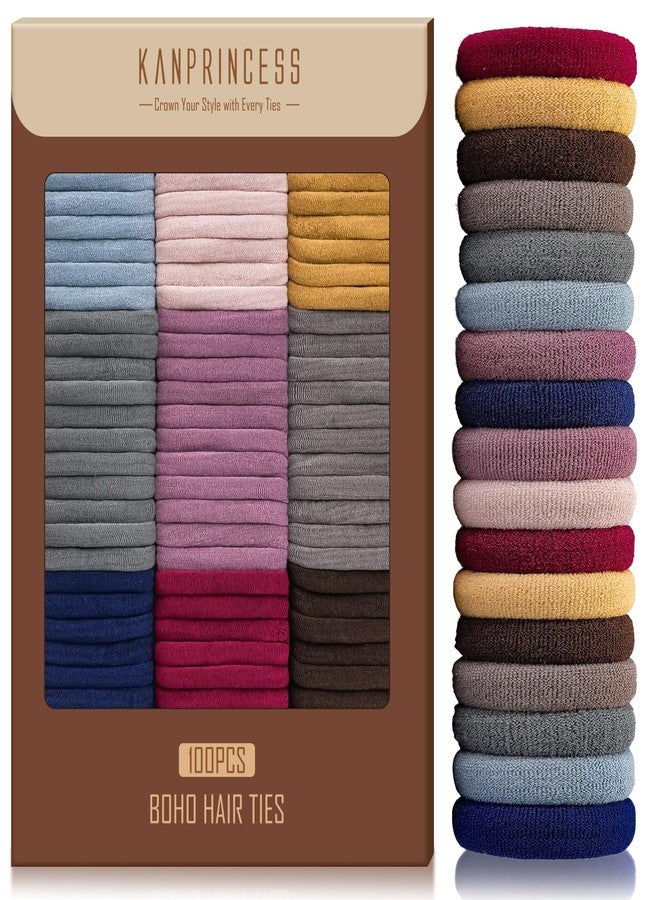 Kanprincess Nylon Hair Ties - No Damage,Strong Soft Cotton Hair Bands Accessories for Thick Hair 100PCS Ponytail Holders for Women Girls - Image 1